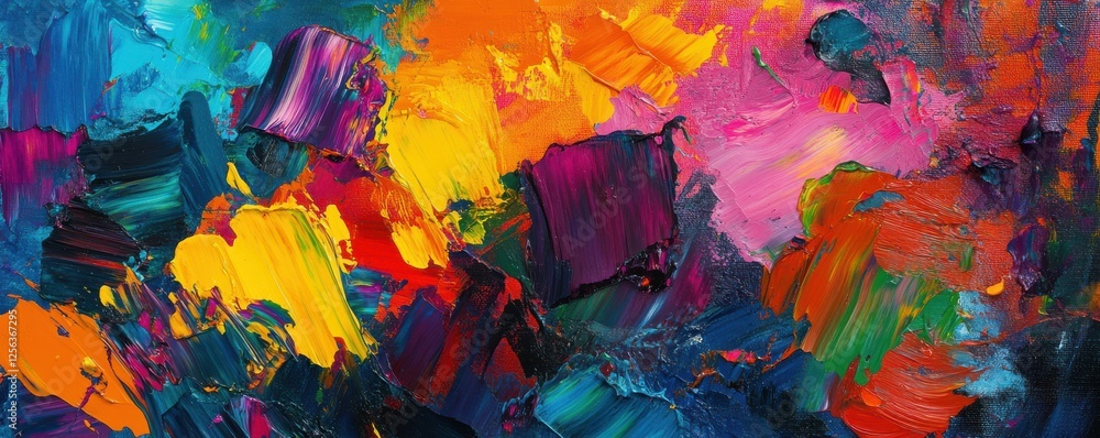 Poster dynamic abstract expressionism painting with bold colors and textures