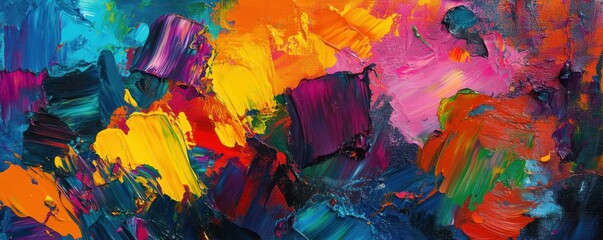 Dynamic abstract expressionism painting with bold colors and textures