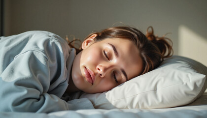 Woman sleeping peacefully on a pillow