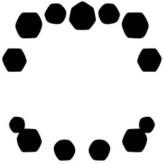 Black shapes forming a circle on a white background.