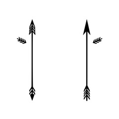Two Arrows, One Pointing Up, One Pointing Down. Arrows and leaves form an abstract art illustration.