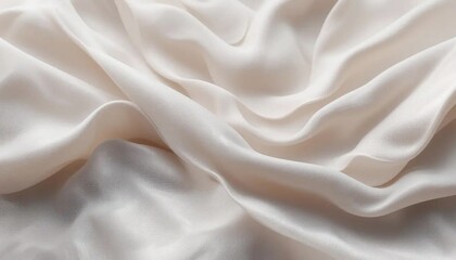Luxurious white silk fabric with delicate folds and soft flowing texture creating a smooth and elegant drapery composition that highlights beauty grace and sophistication