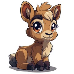 Cartoon-style ibex sticker featuring a fun and lively design.
