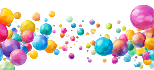 a group of colorful balloons floating on a white background PNG.AI GENERATED