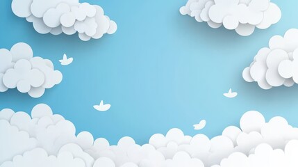 Light Blue Background with White Bokeh and Clouds.
