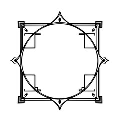 Black Art Deco Frame with Circle in the Center