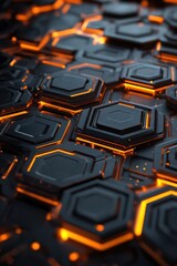 Obraz premium Abstract Futuristic 3D Background with Glowing Hexagons.