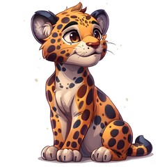 Sweet and lovable jaguar in a fun, child-friendly cartoon style.