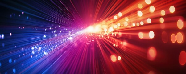 Fototapeta premium Dynamic abstract light burst with vibrant red and blue streaks