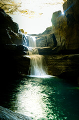 beautiful photo of waterfall in the rock