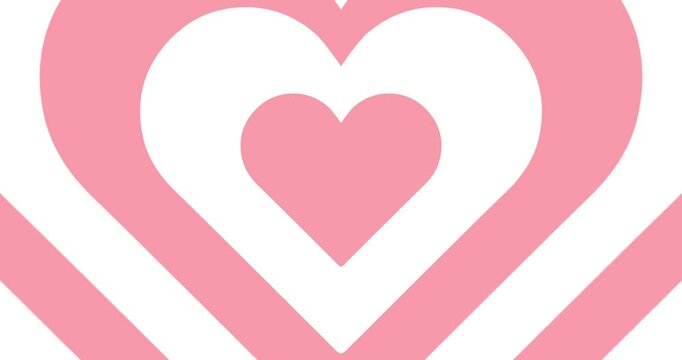 Moving hypnotic Heart in fast motion. Seamless Psychedelic hearts for Valentines day concept or festive day. White and peach color
