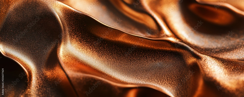 Poster shiny metallic abstract texture with smooth bronze waves