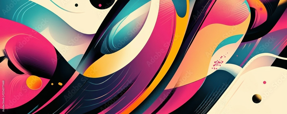 Poster abstract colorful swirls with vibrant curves and dynamic patterns