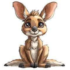 Cheerful Kangaroo PNG – Cute and Bouncy Cartoon Style for Stickers and Prints