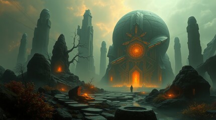 The end of the world in the style of science fiction, temple of destruction