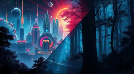 Spring abstraction in the style of sci-fi world