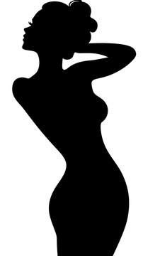 Elegant Curvy Woman Silhouette Vector Art Isolated on White for Fashion and Design Inspiration