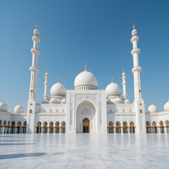 Stunning white mosque architecture grand mosque exterior daytime view uae on transparent background