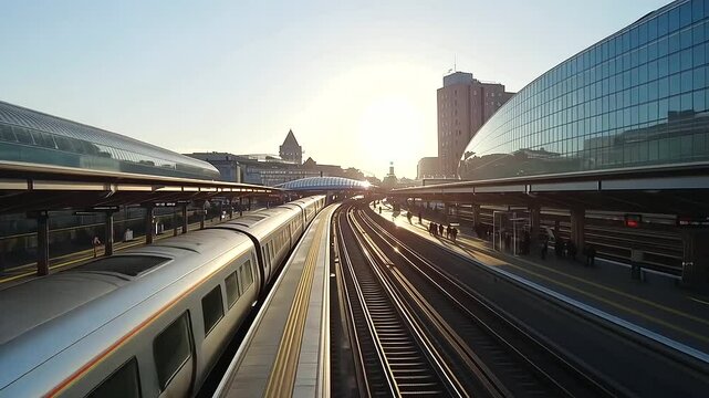 Time-lapse of Trains Arriving and Departing at a Busy Train Station