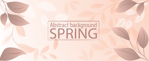 Spring abstract banner featuring delicate leaves and soft pastel colors for seasonal decoration