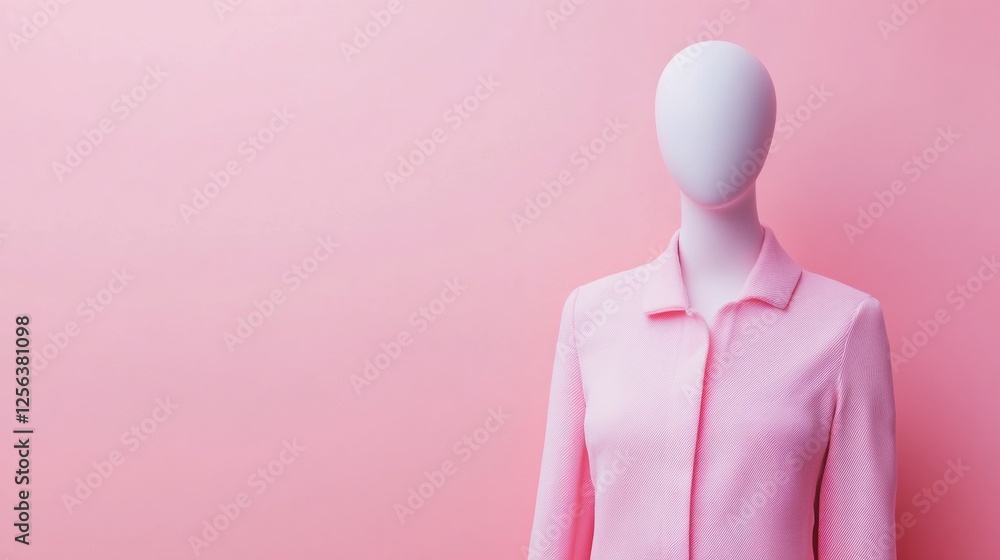 Poster Stylish mannequin showcases modern outfit against a pastel background with clean lighting and blank space for text. Generative AI