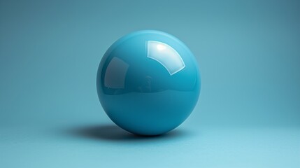 Teal reflective sphere casting soft shadow on a smooth surface with light source creating highlights and subtle gradients