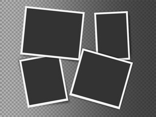 Realistic vector template of blank photo frames on transparent background. Template for creative photo collage, album design, scrapbook Design