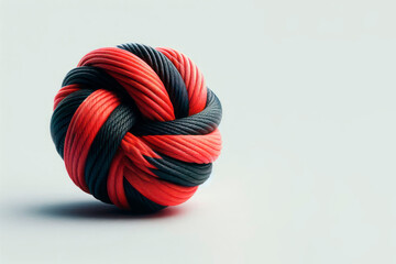 A red and black knot of dense cables. Space for text.
