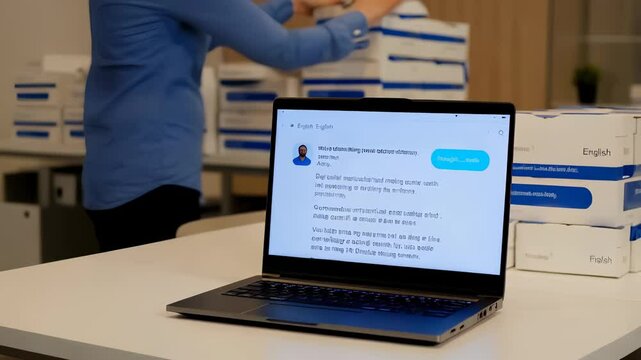 Video Chat Interface on Laptop Display