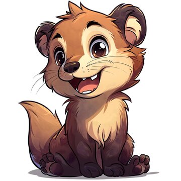 happy cartoon otter sitting, brown fur clip art preview
