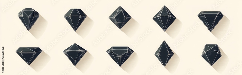 Poster a row of black diamonds are shown in a row. simple black vector diamond icons on a white background