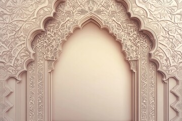 Obraz premium Intricately Carved Islamic Architecture with Ornate Patterns and Soft Background Space Suitable for Eid Mubarak or Ramadan Kareem Greeting Decor