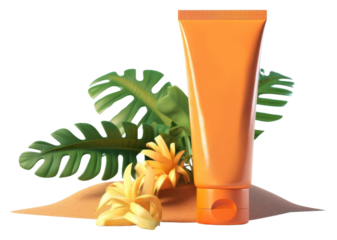 PNG Body care sunscreen cosmetics yellow.