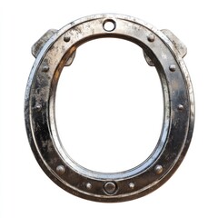 Obraz premium Shiny Metal Horseshoe on Clean White Background for Luck and Fortune