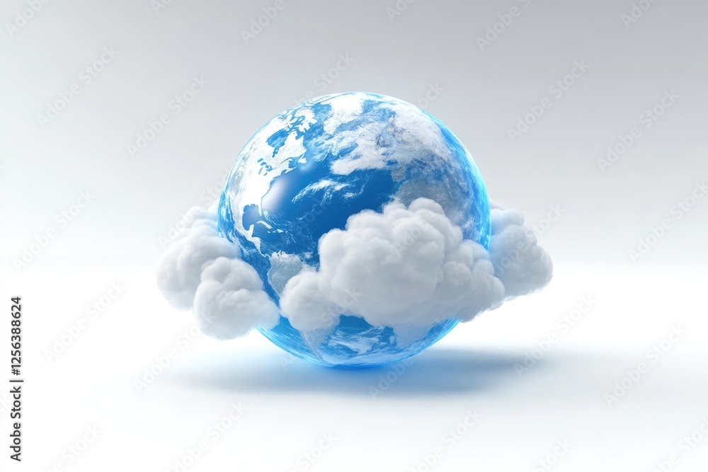 Poster futuristic cloud archive: 3d representation of digital data storage in cyberspace with blue network 