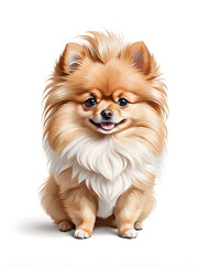 Obraz premium pomeranian spitz miniature small dog puppy in cartoon style on white background