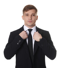 Man in classic suit on white background