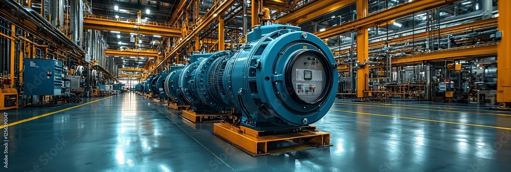 Poster a wide view of large industrial machinery, illustrating the scale and complexity of operations withi