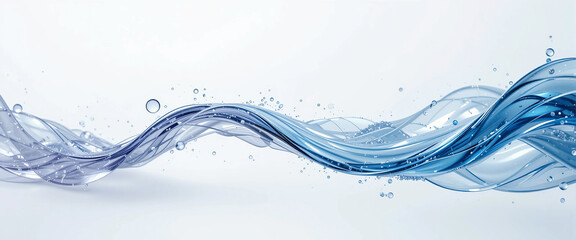 wide clean light blue color transparent water wave in white background 