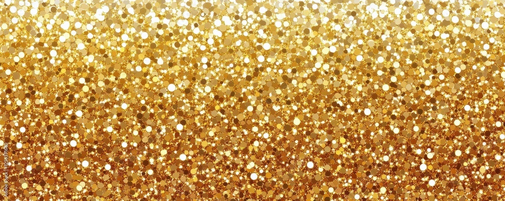 Poster golden glitter pattern with sparkling circular elements in a shimmering background