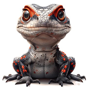 Playful monitor lizard cartoon sticker with a friendly smile.