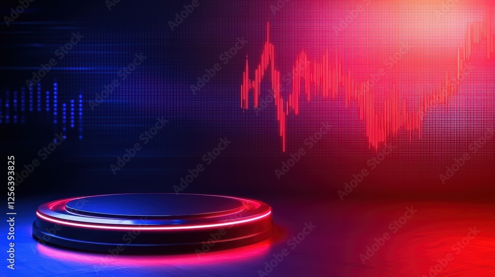 Poster vibrant background with sound wave display and circular stage design