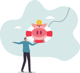 Emergency fund or money to help in crisis situation, savings for unexpected expense or losing job, emergency loan .business concept.flat character.