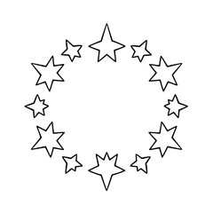 Black outline stars in a ring formation.