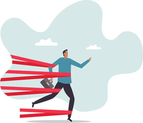 Obraz premium Business difficulty or struggle with career obstacle, limitation and trap or challenge to overcome to success.business concept.flat character.