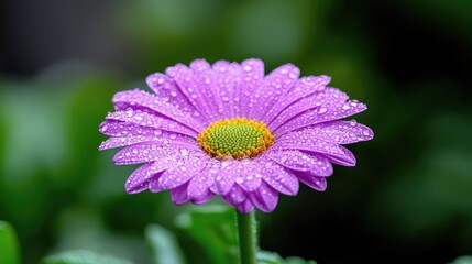 Obraz premium Purple flower, dew drops, garden, bokeh background, nature photography