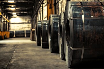 Steel Coil Storage in Industrial Warehouse