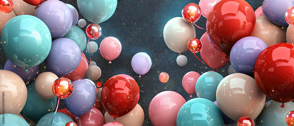 Aufkleber colorful abstract composition of balloons floating in a festive background with sparkles