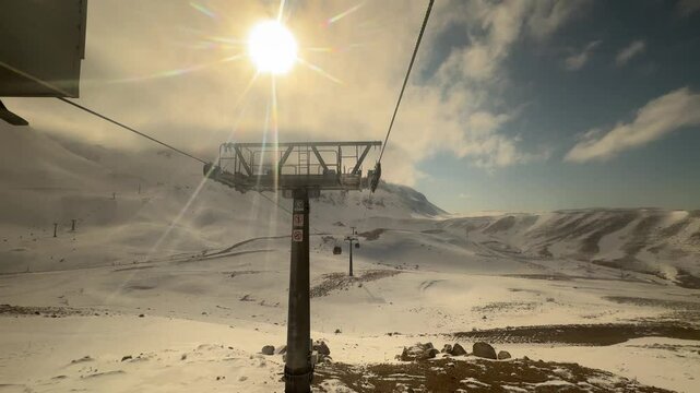 Ski lift snow. High quality video