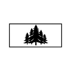 Fototapeta premium Minimalist depiction of black pine trees, set on white background, creating a stylized forest scene.